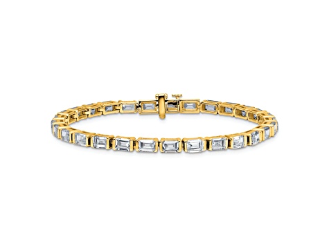 Emerald Cut White Lab-Grown Diamond G-H SI 14K Yellow Gold Tennis Bracelet 10.00ctw