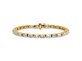 Emerald Cut White Lab-Grown Diamond G-H SI 14K Yellow Gold Tennis Bracelet 10.00ctw