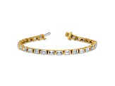 Emerald Cut White Lab-Grown Diamond G-H SI 14K Yellow Gold Tennis Bracelet 10.00ctw