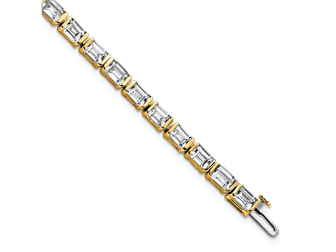 Emerald Cut White Lab-Grown Diamond G-H SI 14K Yellow Gold Tennis Bracelet 10.00ctw