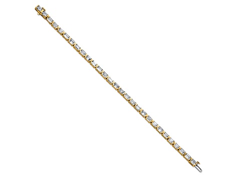Emerald Cut White Lab-Grown Diamond G-H SI 14K Yellow Gold Tennis Bracelet 10.00ctw