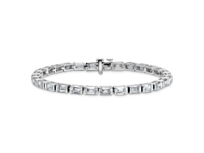 Emerald Cut White Lab-Grown Diamond G-H SI 14K White Gold Tennis Bracelet 10.00ctw