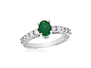 1.31ctw Emerald and Diamond Ring in 14k White Gold