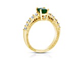 1.31ctw Emerald and Diamond Ring in 14k Yellow Gold