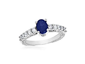 Picture of 1.31ctw Sapphire and Diamond Ring in 14k White Gold