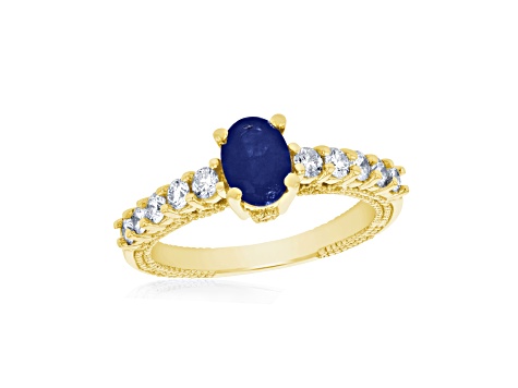 1.31ctw Sapphire and Diamond Ring in 14k Yellow Gold