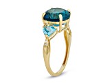 London Blue Topaz and Swiss Blue Topaz 10K Yellow Gold 5.32ctw