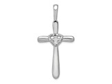 Rhodium Over 14K White Gold 1/10ct. Diamond Cross with Heart Pendant 0.009ctw