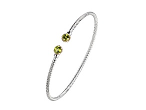 Peridot Two-tone Rhodium Over Sterling Silver Cuff Bracelet 1.02ctw