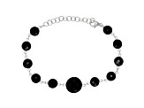 Round Shape Black Onyx Sterling Silver Bracelet 23ctw