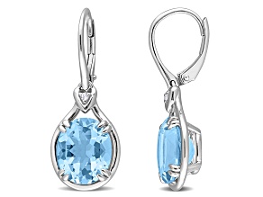 11.38ctwctw Sky Blue Topaz and White Topaz Drop Earrings in Rhodium Over Sterling Silver