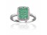 Emerald and Moissanite Sterling Silver Rectangle Cluster Ring