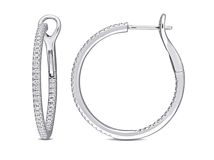 0.50ctw Diamond Vintage Hoop Earrings in 10k White Gold