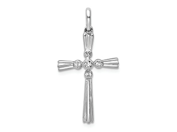 Picture of Rhodium Over 14K White Gold 1/15ct. Diamond Cross Pendant