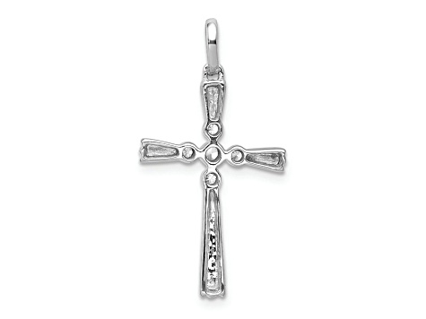 Rhodium Over 14K White Gold 1/15ct. Diamond Cross Pendant