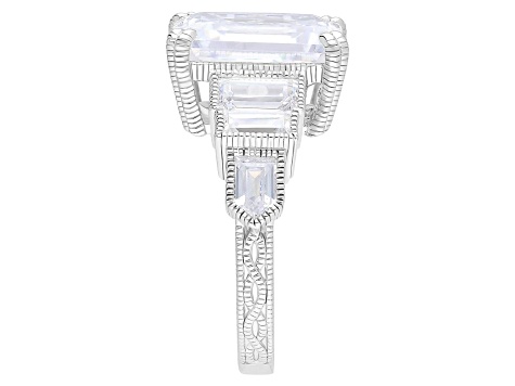 Judith Ripka 14.40ctw Bella Luce® Diamond Simulant Rhodium Over Sterling Silver Art Deco Ring