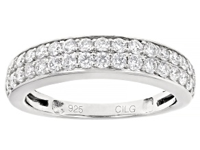 White Lab-Grown Diamond Rhodium Over Sterling Silver Ring 0.75ctw