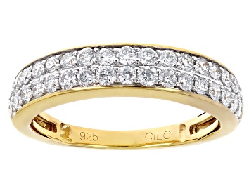 White Lab-Grown Diamond F-G SI Rhodium Over Sterling Silver Band Ring 0.45ctw