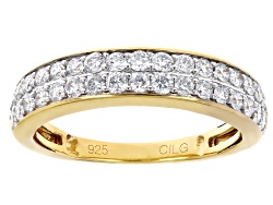 White Lab-Grown Diamond H SI 14k Yellow Gold Over Sterling Silver Heart Ring 1.00ctw