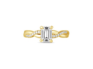 Picture of Emerald Cut White Lab Grown Diamond Ring 14K Yellow Gold 1.58ctw