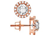 White Cubic Zirconia 14k Rose Gold Earrings With Velvet Gift Box 1.20ctw