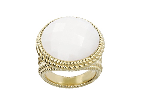 Judith Ripka White Agate 14K Gold Clad Verona Ring