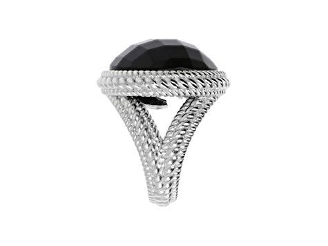 Judith Ripka Black Onyx Rhodium Over Sterling Silver Verona Ring