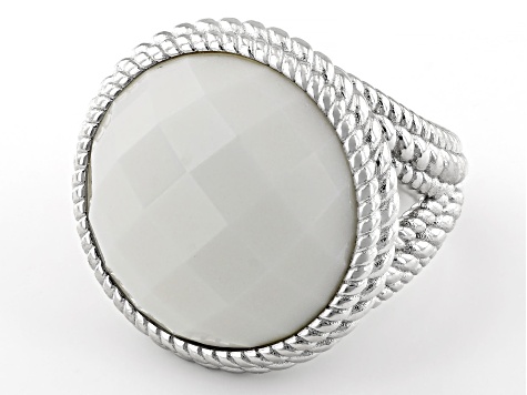 Judith Ripka White Agate Rhodium Over Sterling Silver Verona Ring