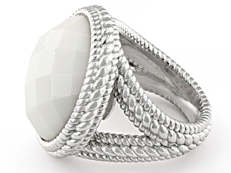 Judith Ripka White Agate Rhodium Over Sterling Silver Verona Ring