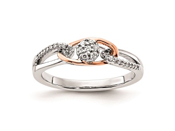 Picture of 14K Two-tone White and Rose Gold Round Cluster Diamond Engagement Ring 0.14ctw
