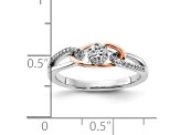 14K Two-tone White and Rose Gold Round Cluster Diamond Engagement Ring 0.14ctw