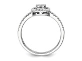 Rhodium Over 14K White Gold Diamond Rectangle Halo Cluster Engagement Ring 0.52ctw