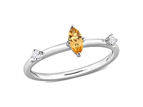 Citrine and White Topaz Sterling Silver Ring 0.33ctw