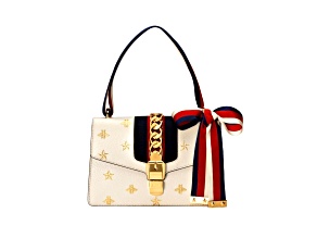 Gucci Sylvie Bee Star Ivory Leather Shoulder Bag