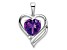 Rhodium Over 14k White Gold Amethyst and Diamond Heart Pendant