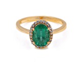 1.81 Ctw Emerald With 0.14 Ctw White Diamond Ring in 14K YG