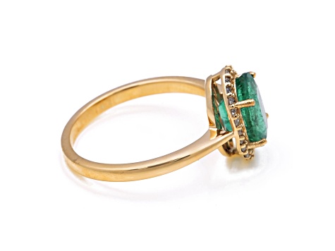 1.81 Ctw Emerald With 0.14 Ctw White Diamond Ring in 14K YG