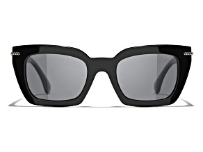Chanel Black Frame with Gold Chain Detail / Gray Polarized Frame Sunglasses
