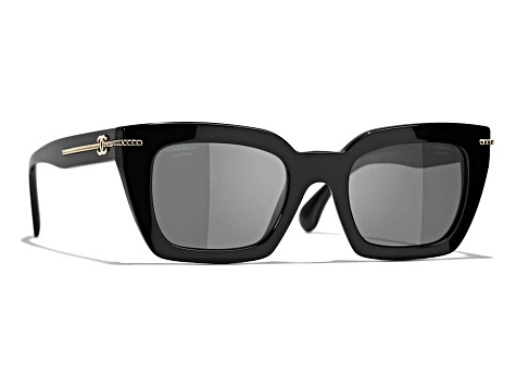 Chanel Black Frame with Gold Chain Detail / Gray Polarized