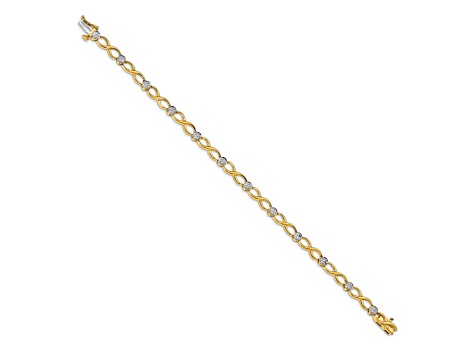 14k Yellow Gold and 14k White Gold with Rhodium over 14k Yellow Gold Diamond Infinity Bracelet
