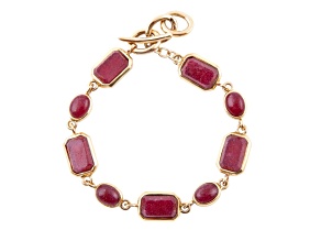 Barse Jewelry Delicately Red Onyx Gold Tone Toggle Bracelet