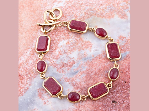 Barse Jewelry Delicately Red Onyx Gold Tone Toggle Bracelet