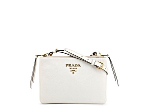 Prada White Leather Vitello Phenix Crossbody Bag