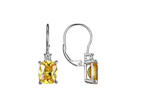 Yellow and White Cubic Zirconia Platinum Over Sterling Silver  Earrings 9.71ctw
