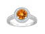 7mm Round Citrine 1/5 ctw Diamond Rhodium Over Sterling Silver Halo Ring