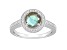 7mm Round Labradorite 1/5 ctw Diamond Rhodium Over Sterling Silver Halo Ring