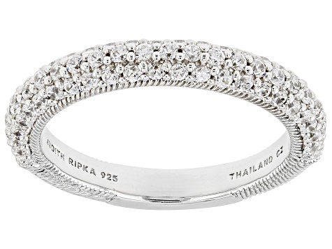 Judith Ripka 0.95 ctw Bella Luce® Diamond Simulant Rhodium Over Sterling Silver Band Ring