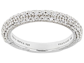 Judith Ripka 0.95 ctw Bella Luce® Diamond Simulant Rhodium Over Sterling Silver Band Ring