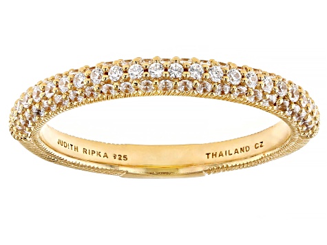 Judith Ripka 0.95 ctw Bella Luce® Diamond Simulant 14K Yellow Gold Clad Ring