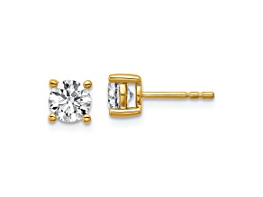 10k Yellow Gold 5mm Round 4-Prong 1ctw Diamond Stud Earrings